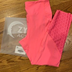 NWT Zyia Neon Coral Flower Power Luxe Hi-Rise